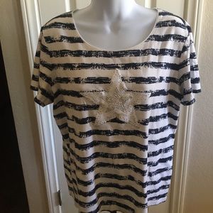 Blue and white with bling star shirt